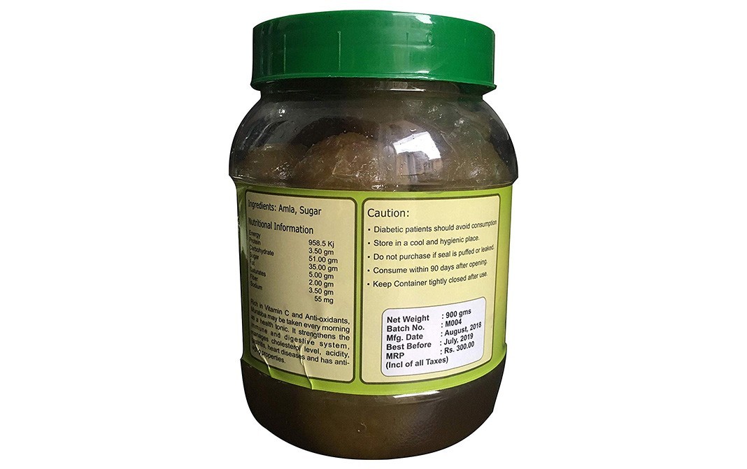 Leeladhar Organics Amla Murabba    Glass Jar  900 grams